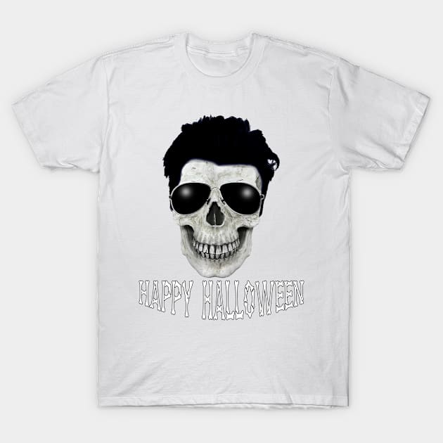 Spooky Funny Happy Halloween Skull with Sunglasses T-Shirt by soccer t-shirts